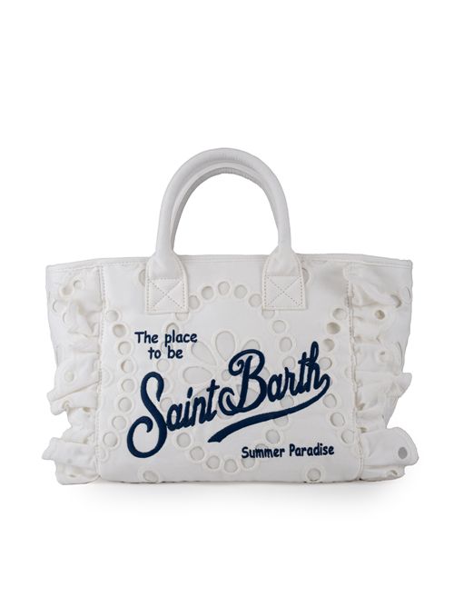 Borsa Colette Sangallo in cotone Bianco/Blu Mc2 Saint Barth | COLETTE VOLANT N03791H SANGALLO 1061 EMB
